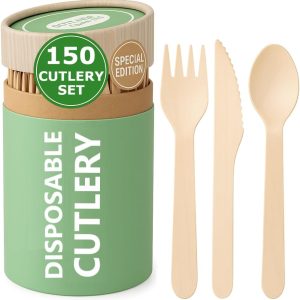 Compostable Bamboo Cutlery Set 150 pcs.