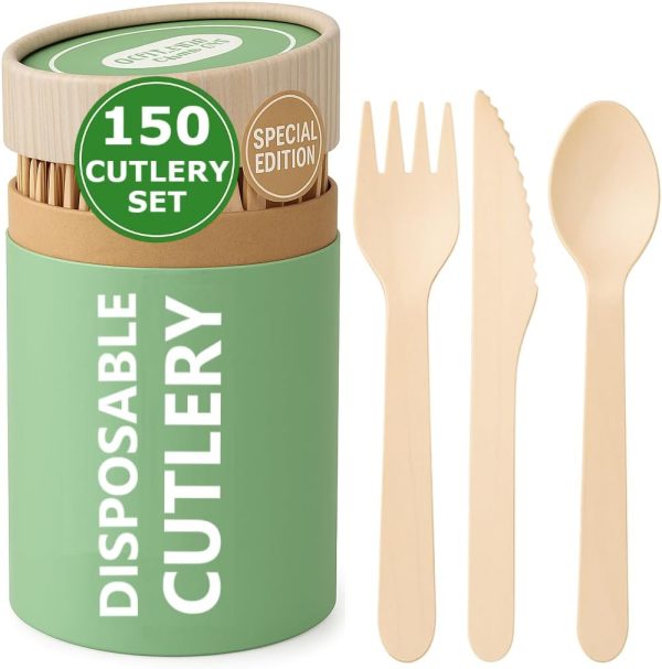 Compostable Bamboo Cutlery Set 150 pcs.