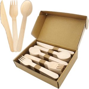Bamboo Cutlery Set Include Fork/Spoon/Knife 100 pcs.