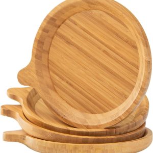 4 Pack Bamboo Wood Plates for Kids