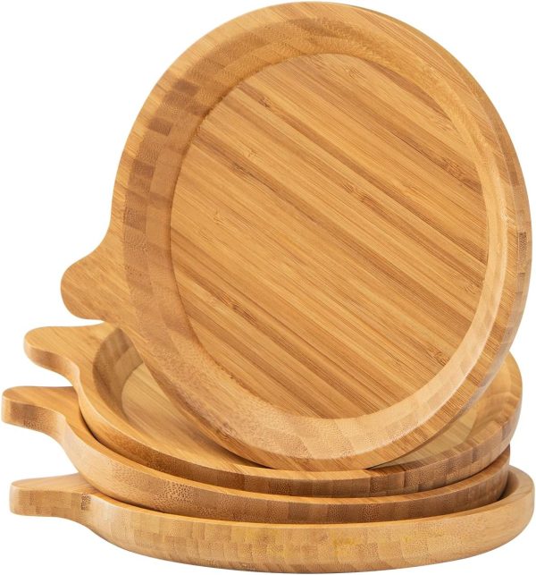 4 Pack Bamboo Wood Plates for Kids
