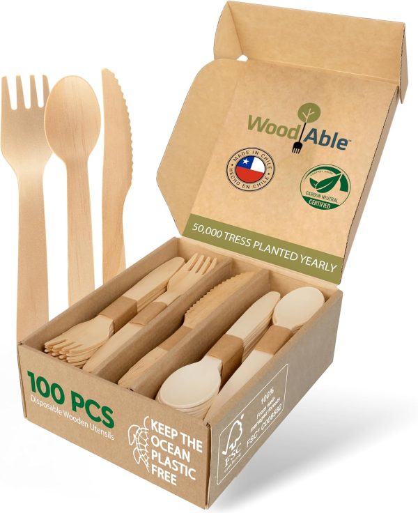 Disposable Wooden Cutlery Set 100 pcs.